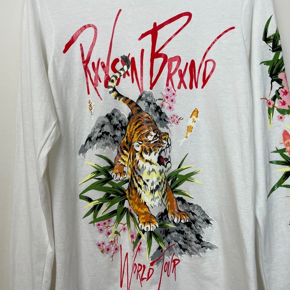 Reason Brand White Long Sleeve Graphic Tiger Tee - Picture 3 of 5